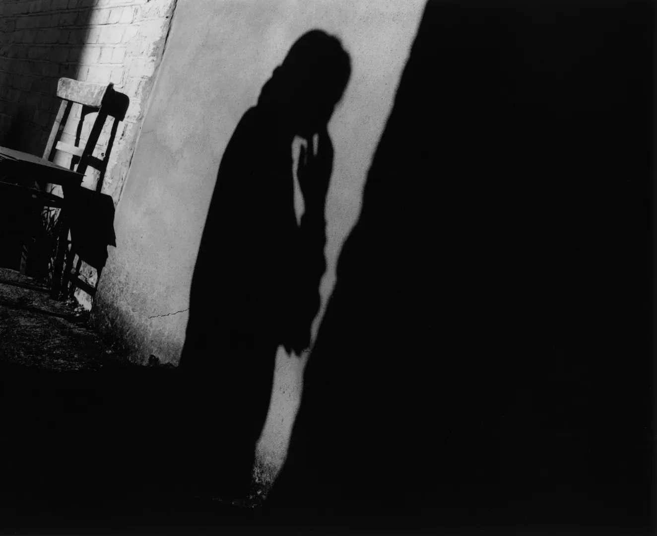 A black and white photograph of Barbara Wesołowska's shadow