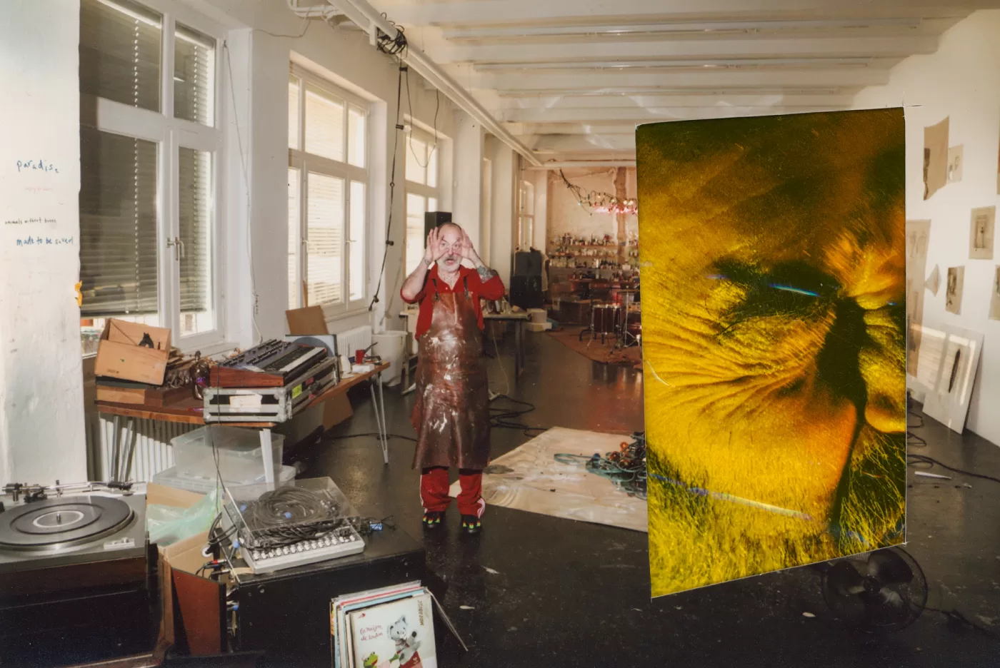 A photograph of Douglas Gordon in his studio