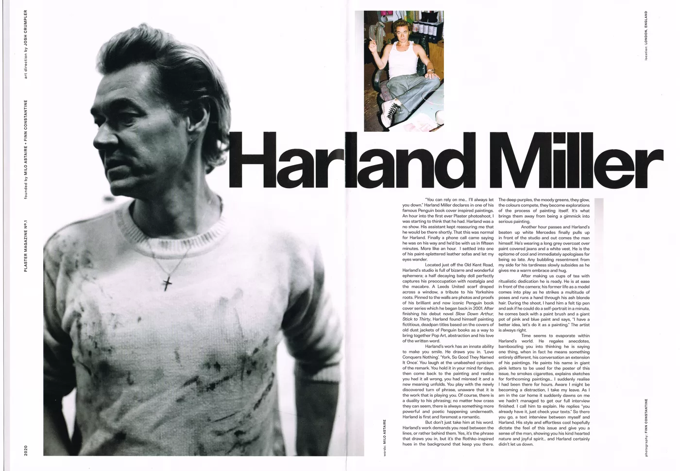 A scanned double page spread taken from Plaster Magazine's first issue with Harland Miller