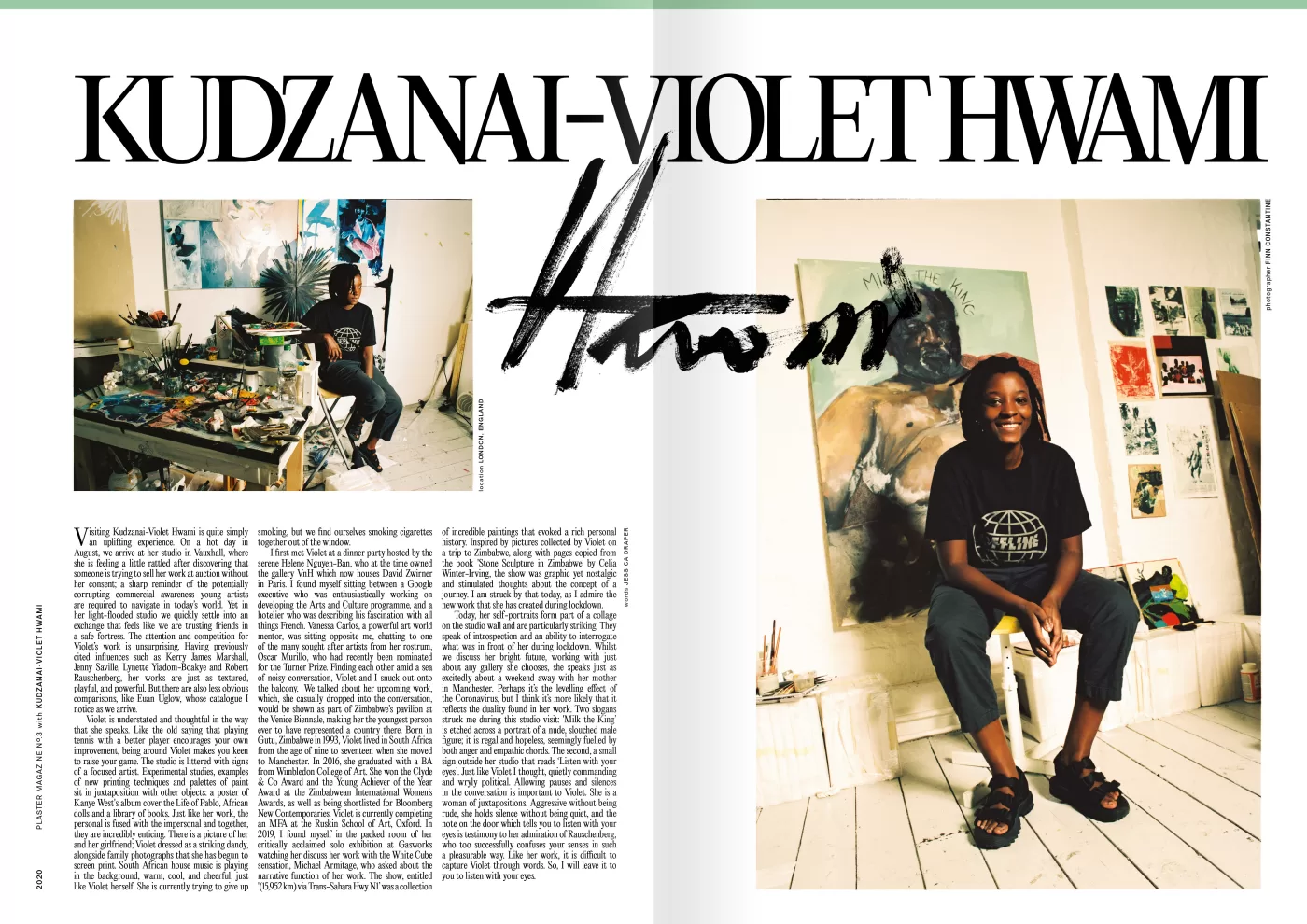 A scan of a double page spread of Kudzanai-Violet Hwami from Plaster's third issue