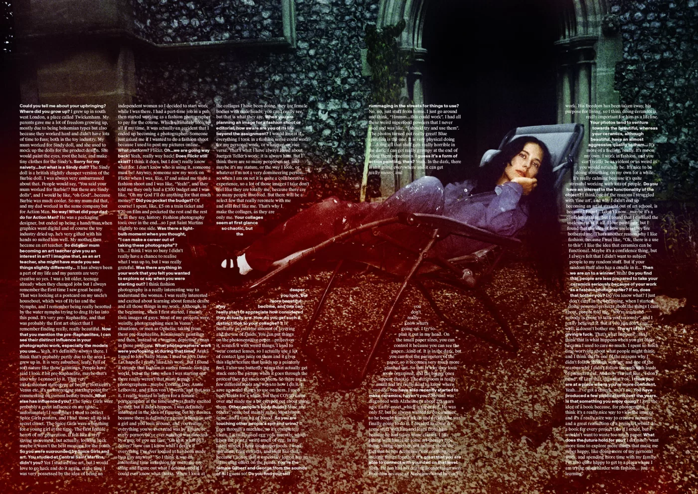 A scan of a double page spread from Plaster Magazine's issue No.4 with Harley Weir