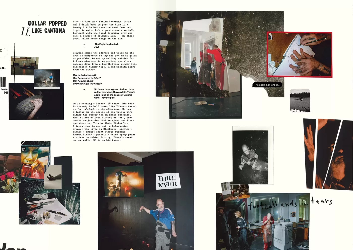 A scan of a double page spread of images and text taken from Plaster's previously printed Douglas Gordon issue