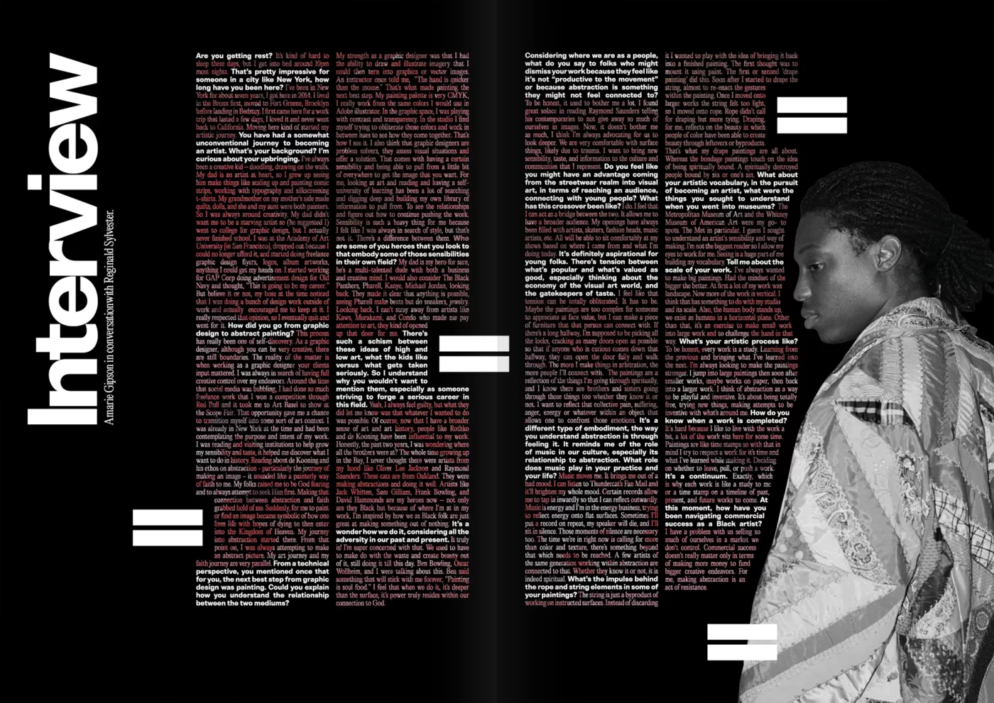 A scan of a double page spread from Plaster Magazine's issue No.4 with Reginald Sylvester II