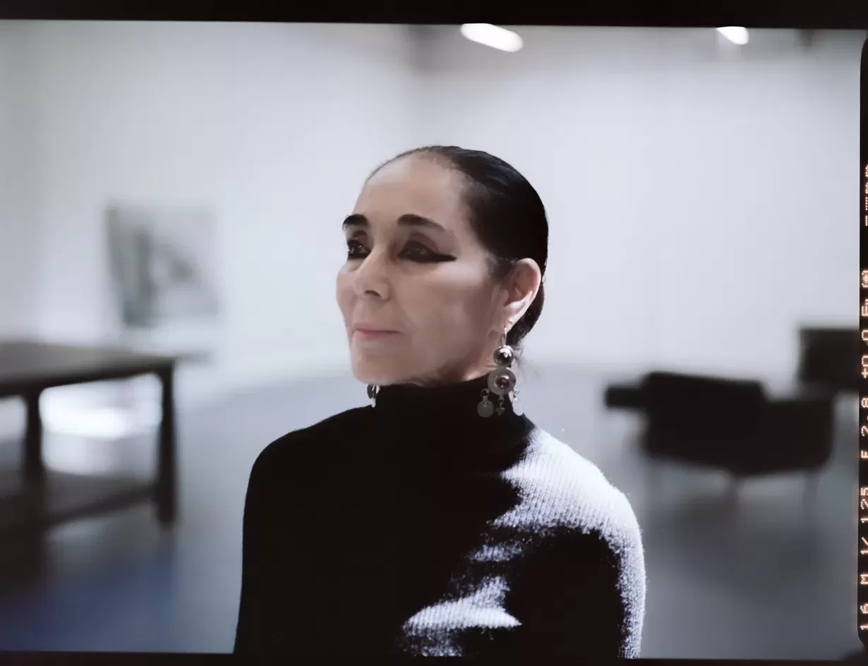 A photograph of Shirin Neshat in her Brooklyn studio