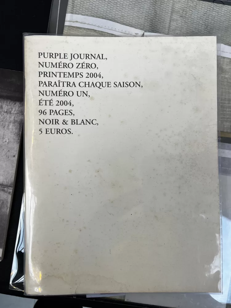 A photograph of the cover of Purple Journal, Numéro Zéro, Spring 2004