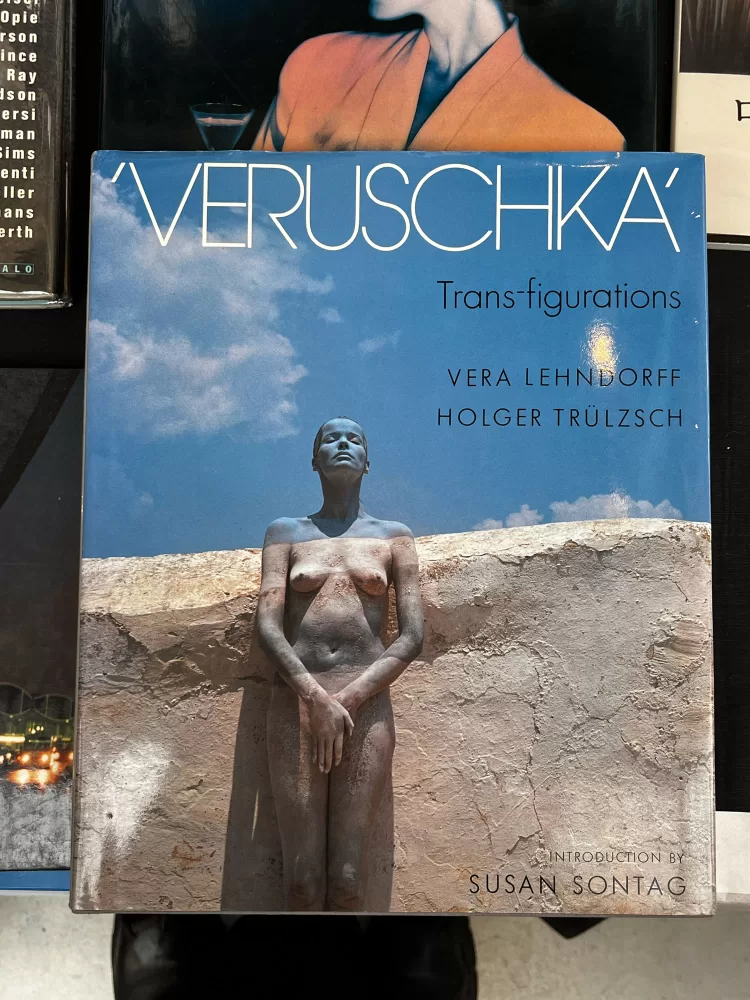 A photograph of the cover of Vera Lehndorff and Holger Trülzsch's photography book 'Veruschka: Trans-figurations'