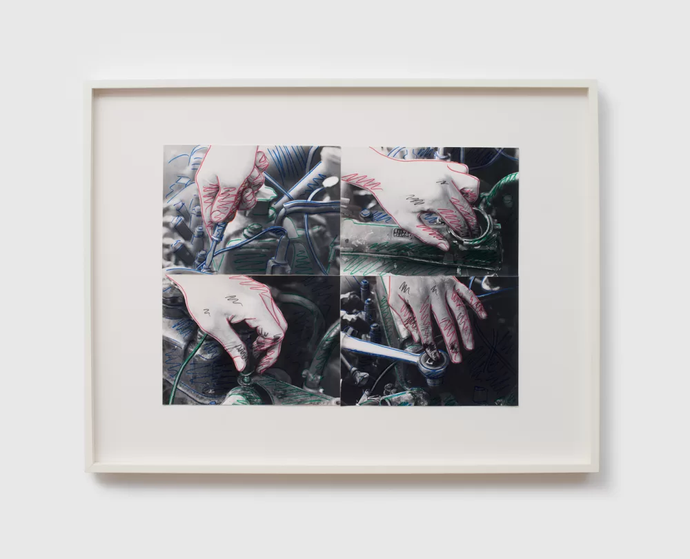 Alexis Hunter, 'Nina fixing her car' at Richard Saltoun gallery