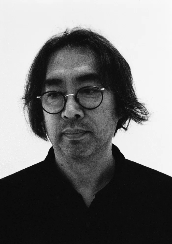 Black and white portrait of Izumi Kato by Finn Constantine at Perrotin Los Angeles