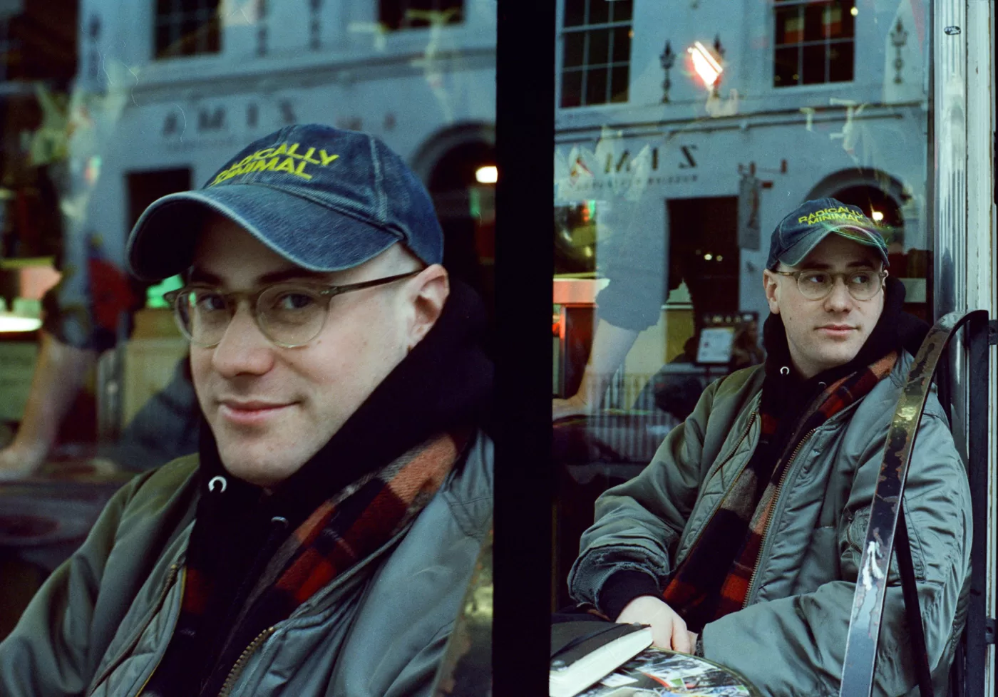 Joshua Leon photographed sitting outside Bar Italia