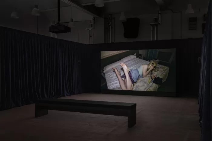 Installation view of Irish filmmaker Kevin Brennan's 2024 graduate exhibition at the Royal Academy