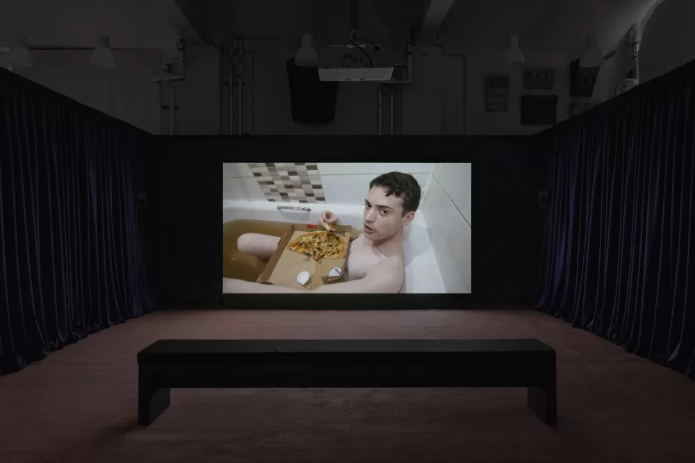 Installation view of Irish filmmaker Kevin Brennan's 2024 graduate exhibition at the Royal Academy