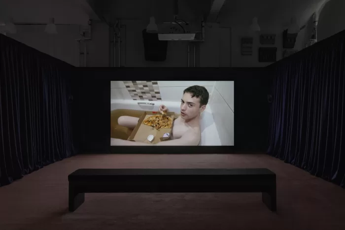 Installation view of Irish filmmaker Kevin Brennan's 2024 graduate exhibition at the Royal Academy