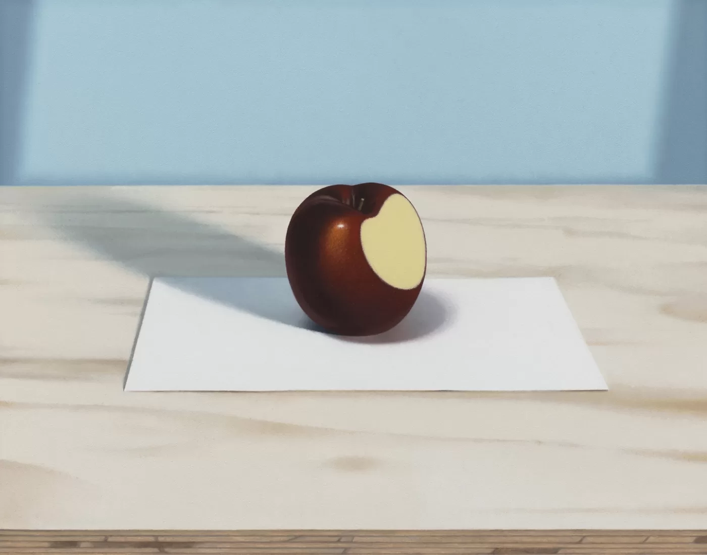 Painting of an apple by Portuguese contemporary artist Goncalo Preto