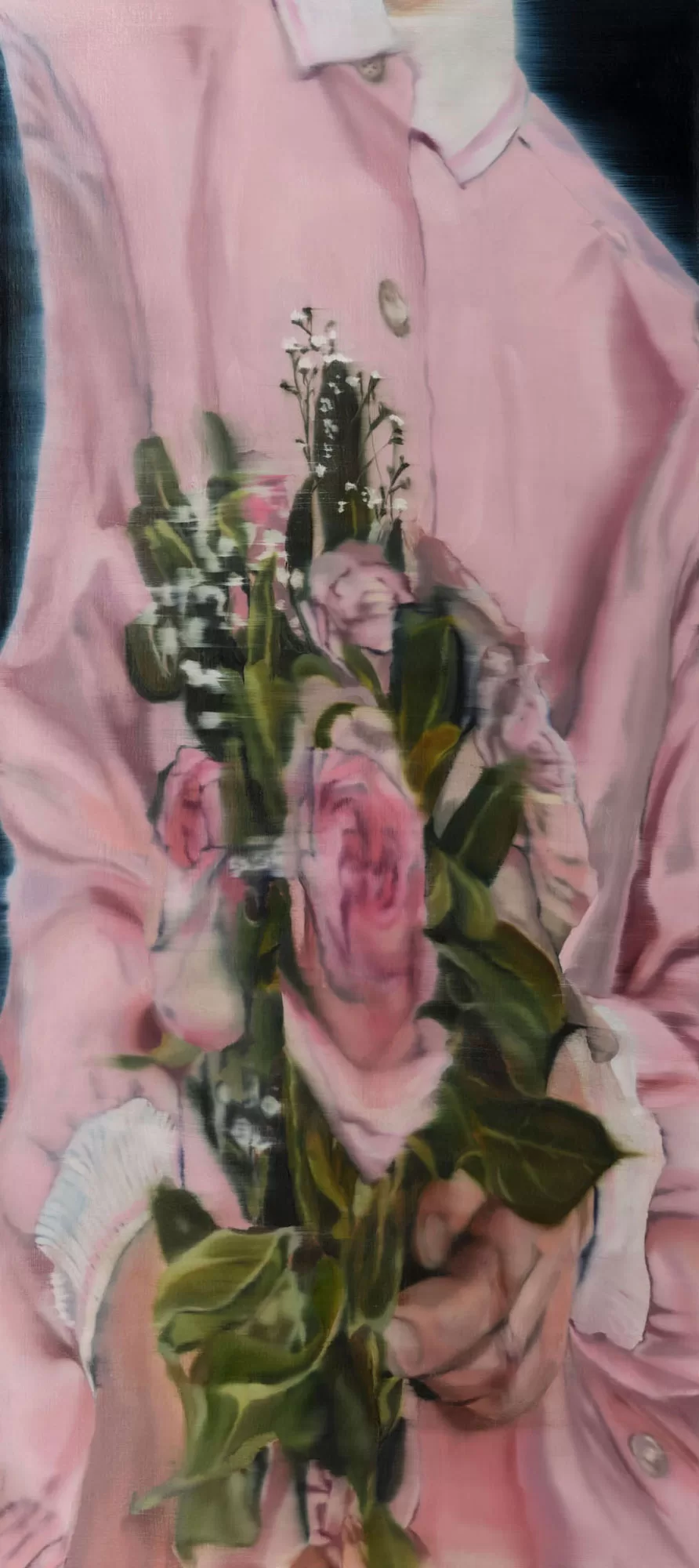 Painting of a bunch of pink birthday flowers by Ellen Hanson