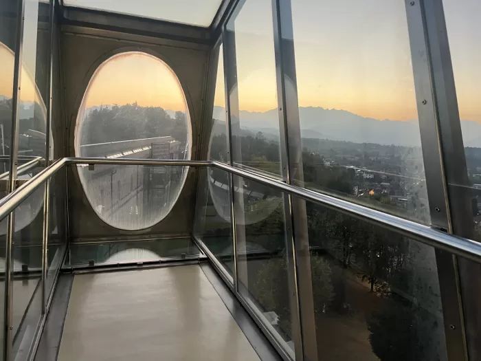 Glass viewpoint at the Castello di Rivoli museum in Turin, Italy